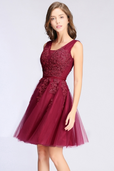 Simple evening dress wine red Cocktail dresses lace cheap