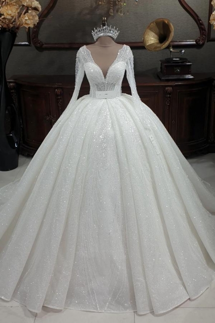 Princess wedding dresses glitter | Wedding dresses with sleeves ...