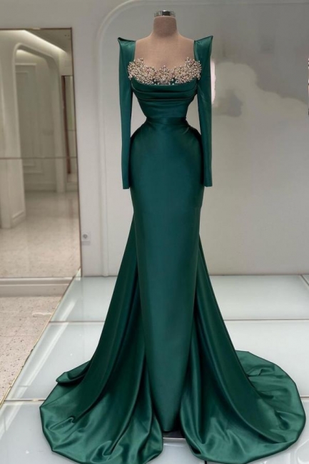 Dark green prom dresses with glitter | Evening dresses long with sleeves