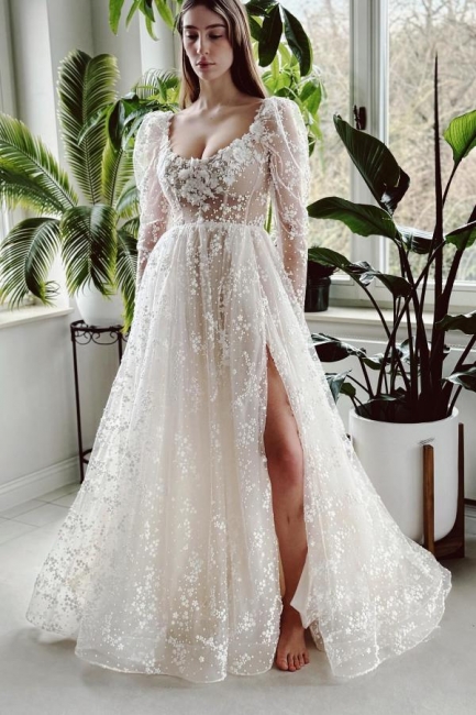 Designer wedding dresses with sleeves | Wedding dresses A line lace