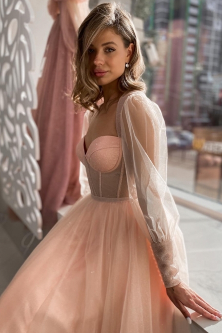 Beautiful cocktail dresses party dresses peach | prom dresses short with sleeves