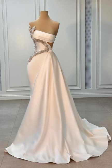 Designer evening dresses long white | Prom dresses with glitter