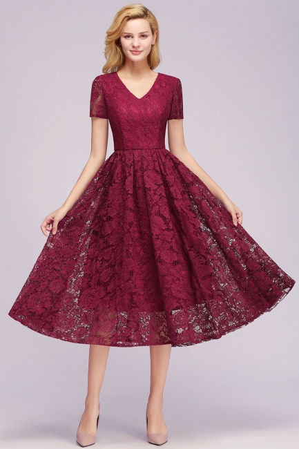 Burgundy Cocktail Dresses Lace | Prom Dresses Short Cheap