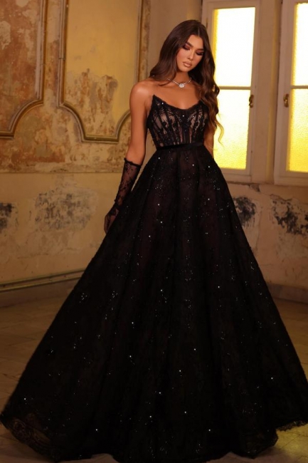 Black Evening Dresses Long Glitter | Prom Dresses Lace Cheap