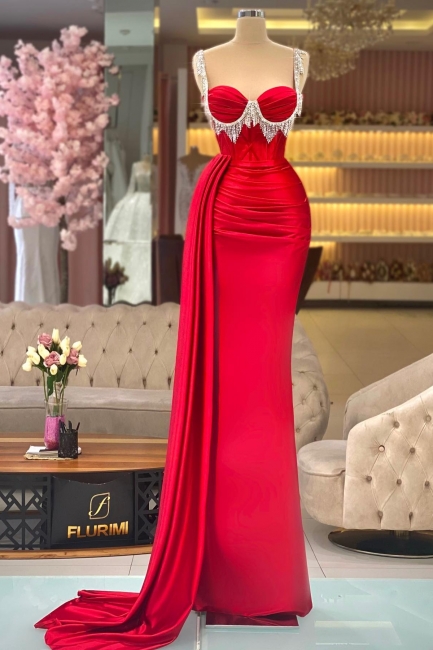 Red evening dresses with glitter evening wear online 2025