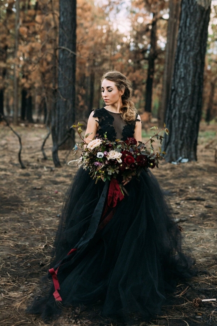 Black wedding dresses princess | Wedding dress with lace ...