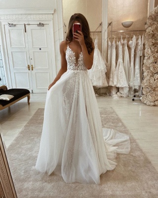 Sexy Brautkleider A linie | Wunderschöne Hochzeitskleid Mit Spitze_2