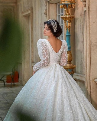 Extravagante Hochzeitskleider Glitzer | Prinzessin Brautkleider Spitzenärmel_6