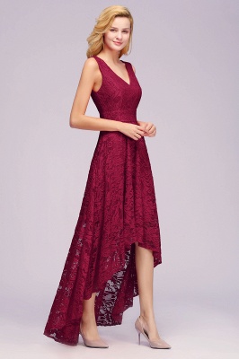 Red cocktail dresses short front long back | Prom dresses lace_7