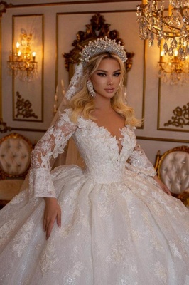 Wunderschöne Brautkleider Spitze | Prinzessin Hochzeitskleider mit Ärmel_3