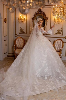 Wunderschöne Brautkleider Spitze | Prinzessin Hochzeitskleider mit Ärmel_2