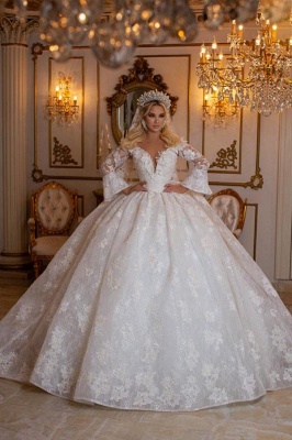 Wunderschöne Brautkleider Spitze | Prinzessin Hochzeitskleider mit Ärmel_1