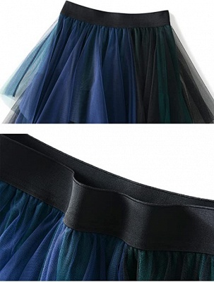 chic colorfui pleatedskirt tealength tiered tulle elasticated skirt_4