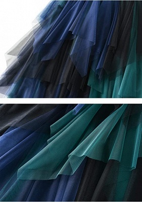 chic colorfui pleatedskirt tealength tiered tulle elasticated skirt_5