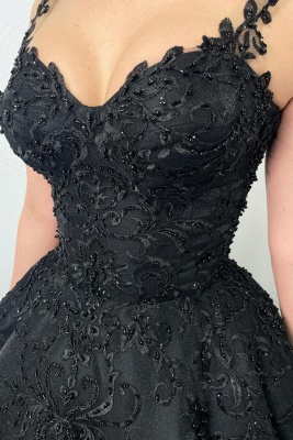 Designer Brautkleider A Linie Mit Spitze | Satin Hochzeitskleider Schwarz_3