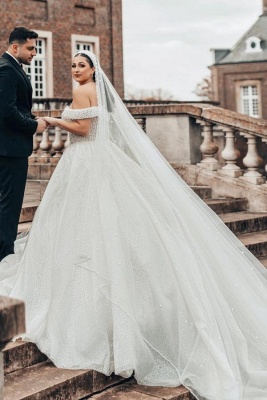 Extravagante Hochzeitskleider Prinzessin | Brautkleider Spitze mit Glitzer_6