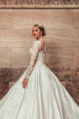 Wunderschöne Brautkleider Prinzessin Satin | Hochzeitskleider Spitze Mit Ärmel_7