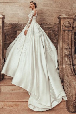 Wunderschöne Brautkleider Prinzessin Satin | Hochzeitskleider Spitze Mit Ärmel_5