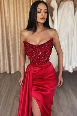 Elegant evening dresses long red | Prom dresses with glitter_2