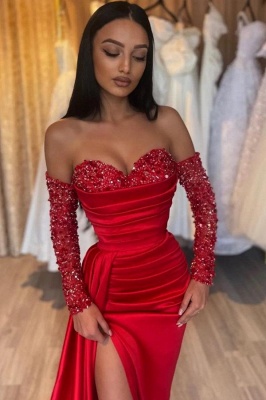 Beautiful evening dresses long red | Prom dresses with glitter_2