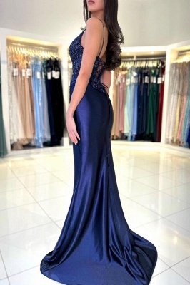 Sexy Evening Dresses Long Navy Blue | Prom dresses with lace_2