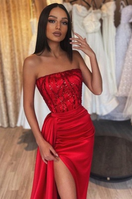 Elegante Abendkleider Lang Rot | Abiballkleider mit Glitzer_2