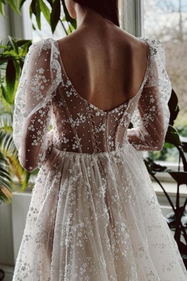 Designer wedding dresses with sleeves | Wedding dresses A line lace_4