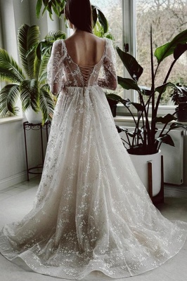 Designer wedding dresses with sleeves | Wedding dresses A line lace_2