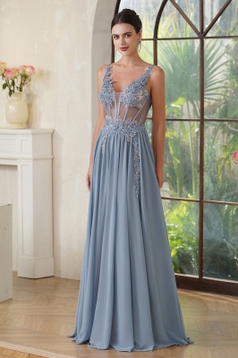 Elegant evening dresses dark blue | Prom dresses long with lace_3