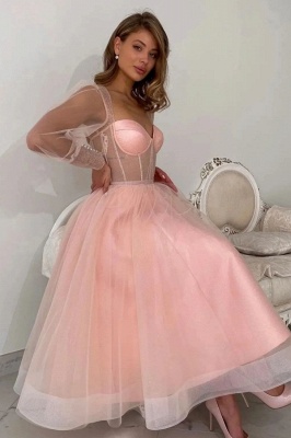 Beautiful cocktail dresses party dresses peach | prom dresses short with sleeves_2