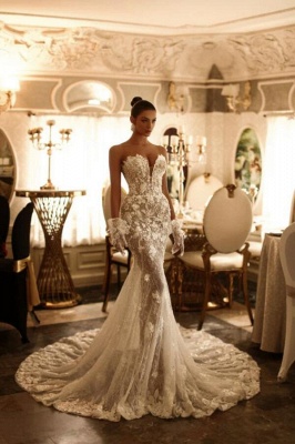 Luxury wedding dresses mermaid style | glitter wedding dress lace