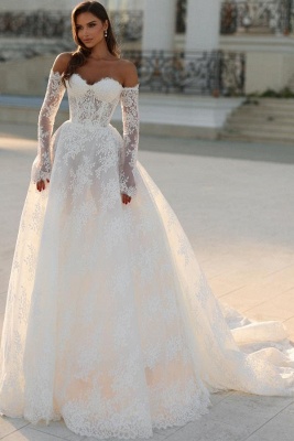 Fashion wedding dresses with sleeves | Wedding dresses A line lace