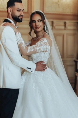 Prinzessin Hochzeitskleider mit Ärmel | Brautkleider mit Spitze_3