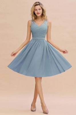 Elegante Cocktailkleider Blau | Abiballkleider Kurz Chiffon_6