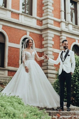 Prinzessin Hochzeitskleider mit Ärmel | Brautkleider mit Spitze_4