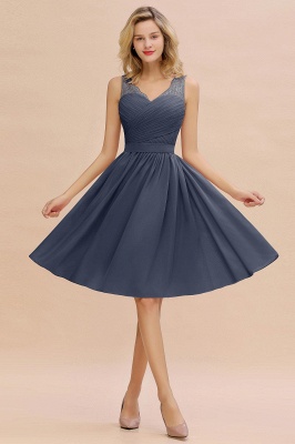 Elegante Cocktailkleider Blau | Abiballkleider Kurz Chiffon_5