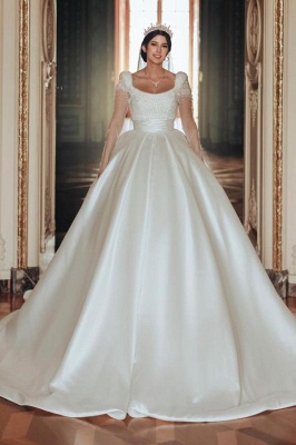 Extravagante Brautkleider Satin | Prinzessin Hochzeitskleider mit Ärmel_1