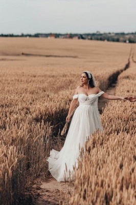 Schlichte Hochzeitskleider A Linie | Brautkleider mit Glitzer_4