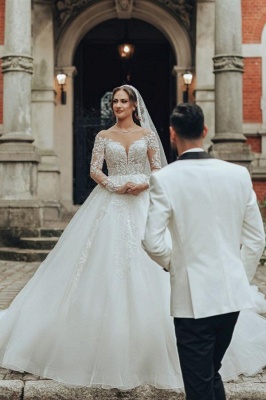 Prinzessin Hochzeitskleider mit Ärmel | Brautkleider mit Spitze_5