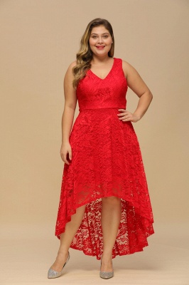 Red cocktail dresses short front long back | Prom dresses lace_11