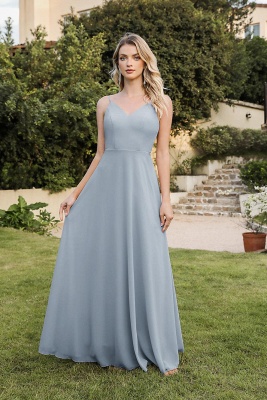 Simple evening dresses long chiffon | Prom dresses dusty blue_6