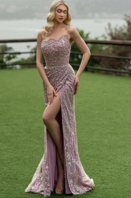 Dusty Pink Evening Dresses Long Glitter | Prom Dresses Lace