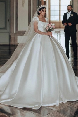 Extravagante Brautkleider Satin | Prinzessin Hochzeitskleider mit Ärmel_7