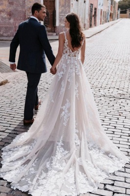 Elegante Hochzeitskleider Boho | Brautkleider A Linie Spitze Günstig_3