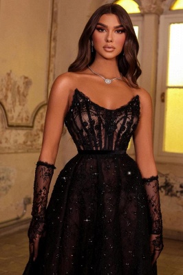 Black Evening Dresses Long Glitter | Prom Dresses Lace Cheap_5