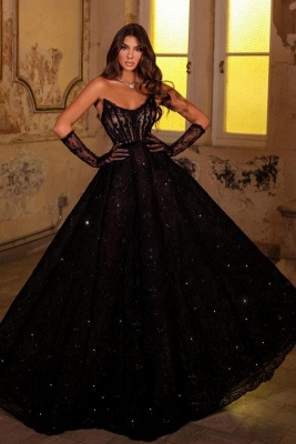 Black Evening Dresses Long Glitter | Prom Dresses Lace Cheap_2