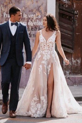 Elegante Hochzeitskleider Boho | Brautkleider A Linie Spitze Günstig_2