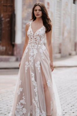 Elegante Hochzeitskleider Boho | Brautkleider A Linie Spitze Günstig