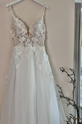 Modern Wedding Dresses A Line Lace Wedding Dresses with Glitter_5