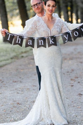 Vintage Brautkleider mit Ärmel | Spitze Hochzeitskleider Meerjungfrau_2